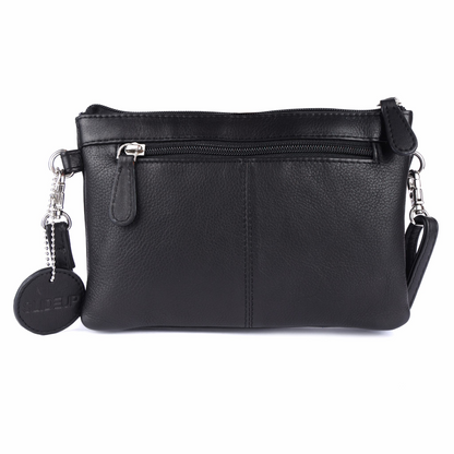Black Chimera Leather Crossbody & Clutch – Pure Leather Bag with RFID
