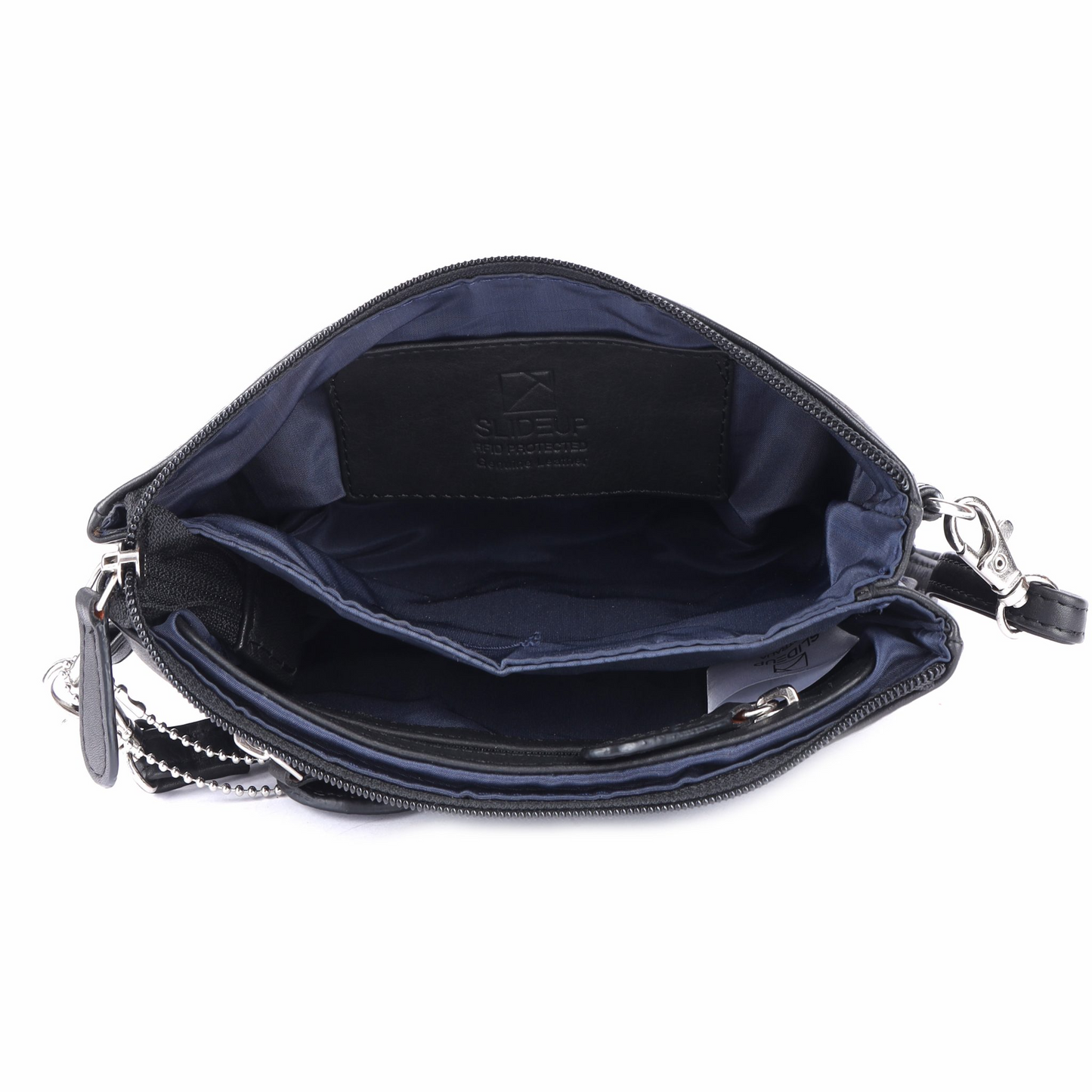 Black Chimera Leather Crossbody & Clutch – Pure Leather Bag with RFID