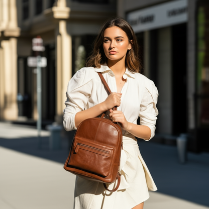 Groove Leather Backpack – Pure Leather Unisex Backpack for Travel & Hiking